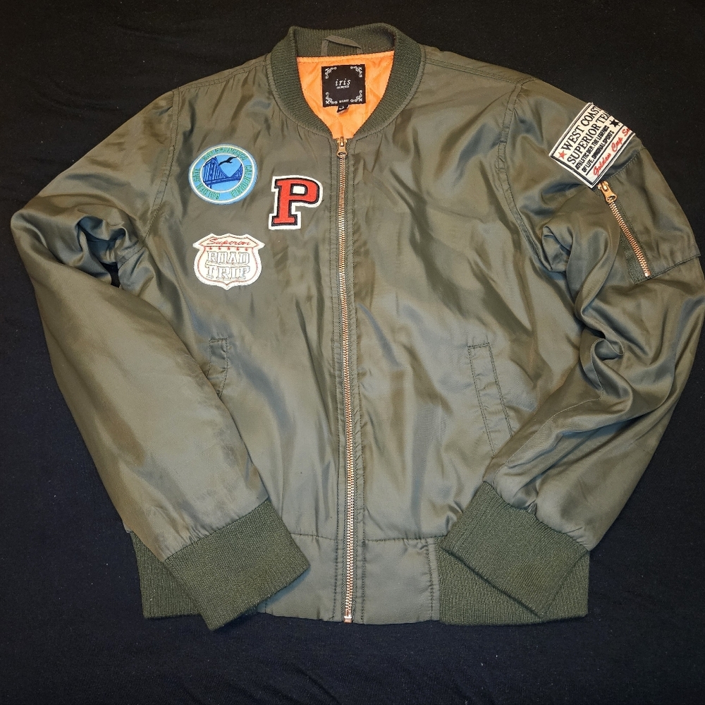 Large Iris Los Angeles Army Green Bomber Jacket